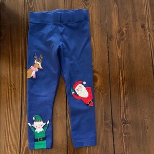 Mini Boden Blue Leggings with Holiday Appliques